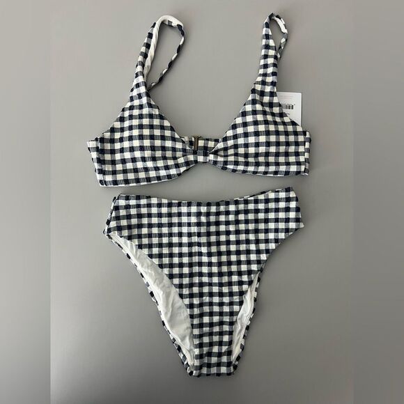 NWT Andie Swim The Amor Top and 90s High Waisted Bottom Set in Twilight Gingham - Picture 5 of 16